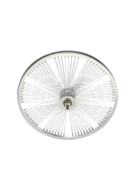 20 Fan Steel Coaster Wheel 144 Spoke 14g UCP 3/8 Axle Single Wall Chrome.